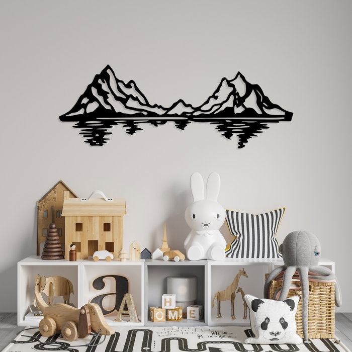 Wallity Mountains Escultura de Pared de Metal Negra